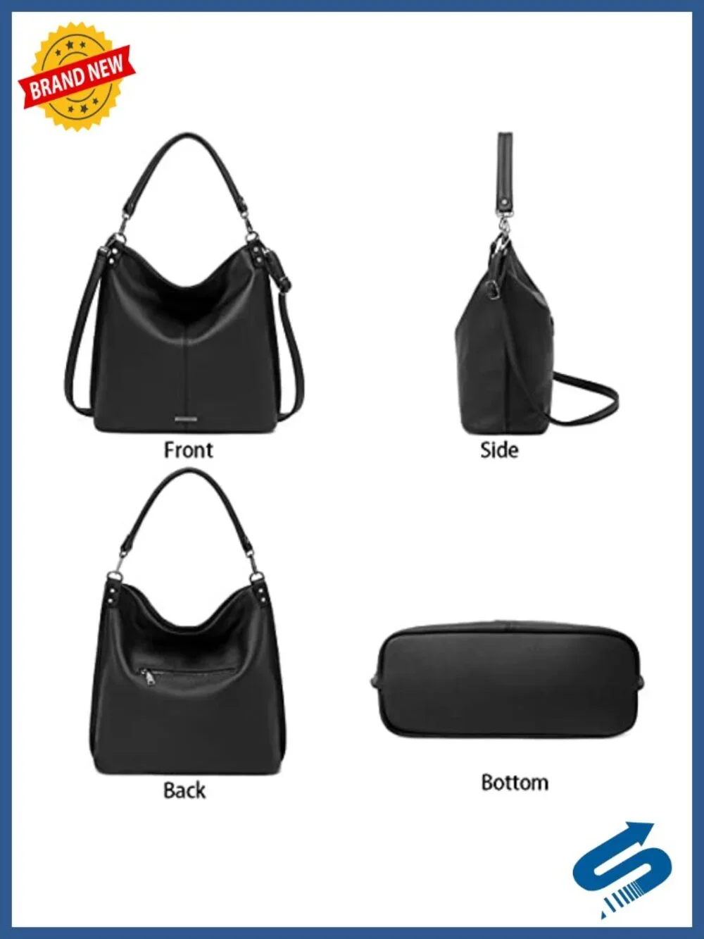 Ladies Hobo Bag Faux Leather Vegan Shoulder Crossbody Purse